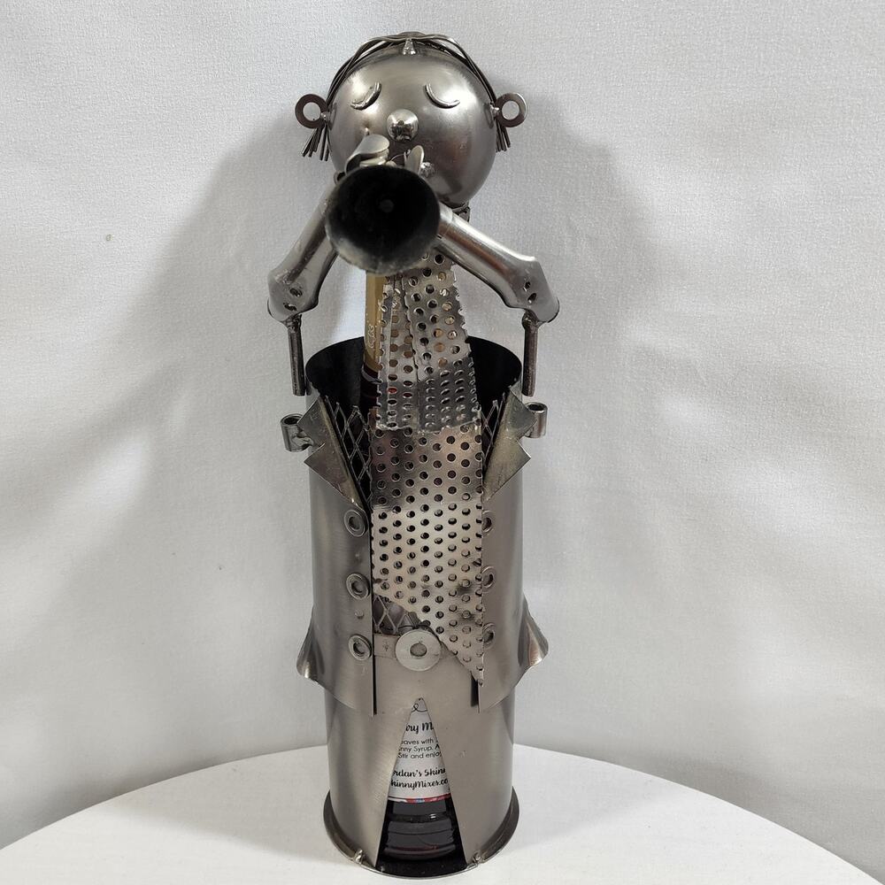TRUMPETER Wine Bottle Caddy Holder H&K Designed Hand Crafted Steampunk Vintage